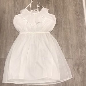 White and gold short summer dress, lined